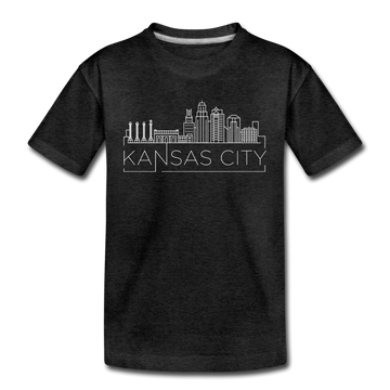 Kansas City, Missouri Youth T-Shirt - Skyline Youth Kansas City Tee - charcoal gray