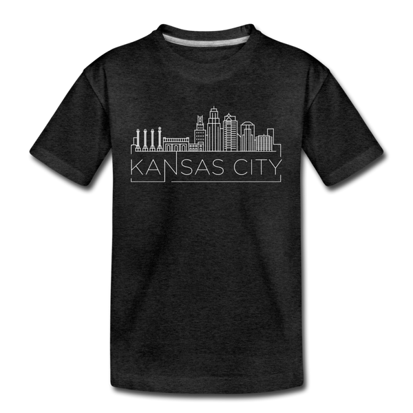 Kansas City, Missouri Youth T-Shirt - Skyline Youth Kansas City Tee - charcoal gray