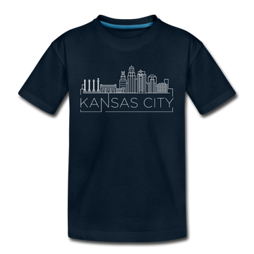 Kansas City, Missouri Youth T-Shirt - Skyline Youth Kansas City Tee - deep navy