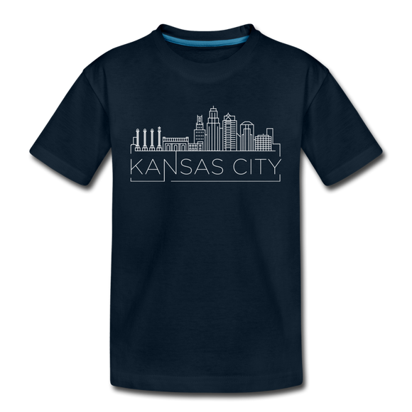 Kansas City, Missouri Youth T-Shirt - Skyline Youth Kansas City Tee - deep navy