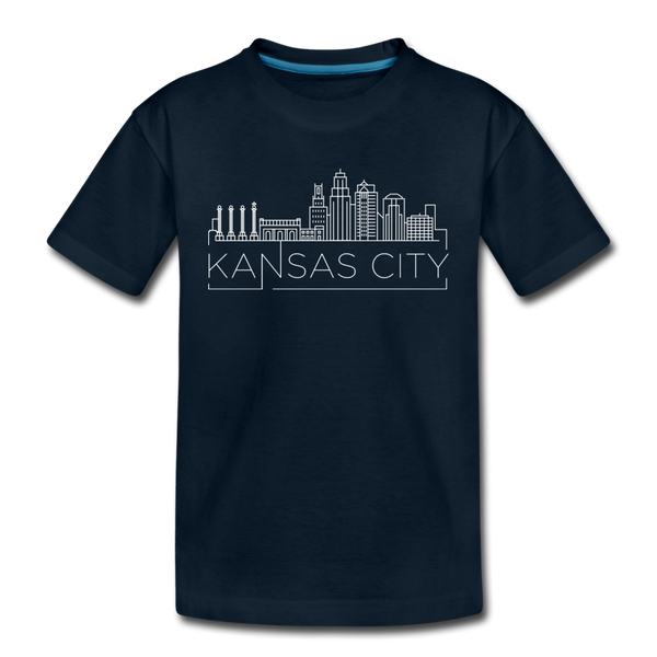 Kansas City, Missouri Youth T-Shirt - Skyline Youth Kansas City Tee - deep navy