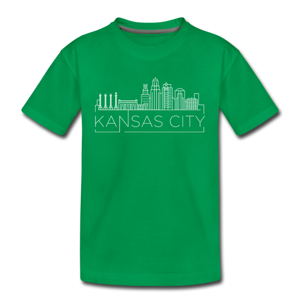 Kansas City, Missouri Youth T-Shirt - Skyline Youth Kansas City Tee - kelly green