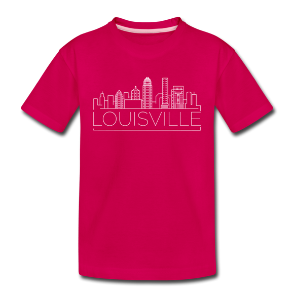Louisville, Kentucky Youth T-Shirt - Skyline Youth Louisville Tee - dark pink