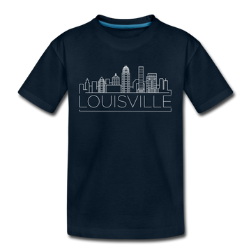 Louisville, Kentucky Youth T-Shirt - Skyline Youth Louisville Tee - deep navy