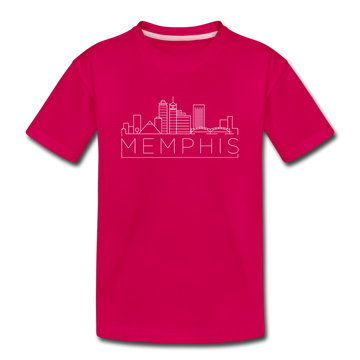 Memphis, Tennessee Youth T-Shirt - Skyline Youth Memphis Tee - dark pink