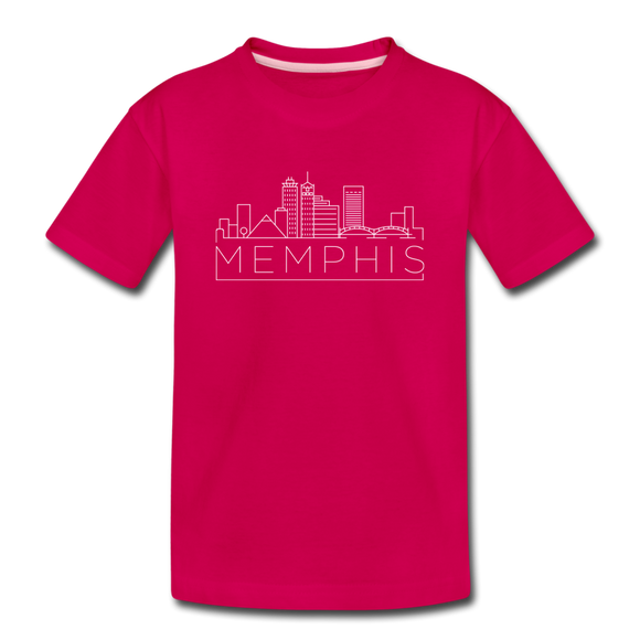 Memphis, Tennessee Youth T-Shirt - Skyline Youth Memphis Tee - dark pink