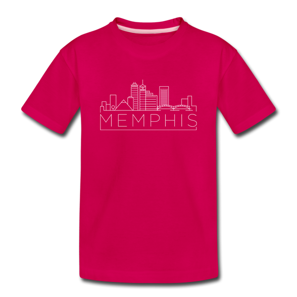 Memphis, Tennessee Youth T-Shirt - Skyline Youth Memphis Tee - dark pink
