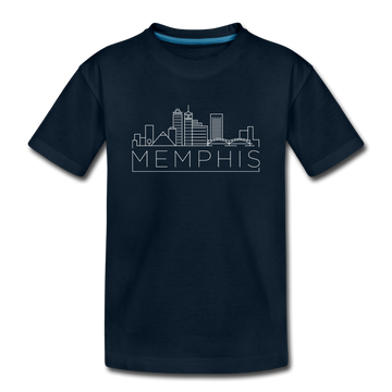 Memphis, Tennessee Youth T-Shirt - Skyline Youth Memphis Tee - deep navy