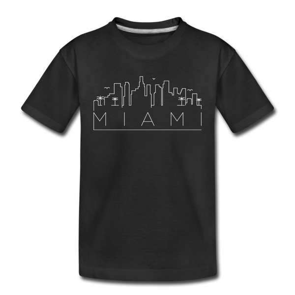 Miami, Florida Youth T-Shirt - Skyline Youth Miami Tee - black