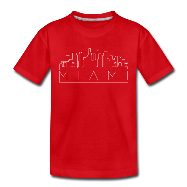Miami, Florida Youth T-Shirt - Skyline Youth Miami Tee - red