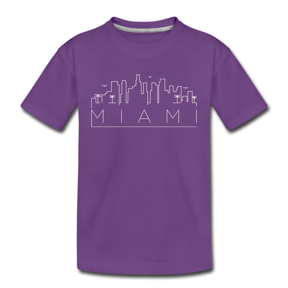 Miami, Florida Youth T-Shirt - Skyline Youth Miami Tee - purple