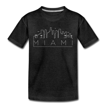 Miami, Florida Youth T-Shirt - Skyline Youth Miami Tee - charcoal gray