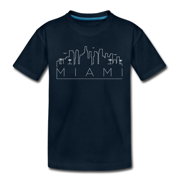 Miami, Florida Youth T-Shirt - Skyline Youth Miami Tee - deep navy