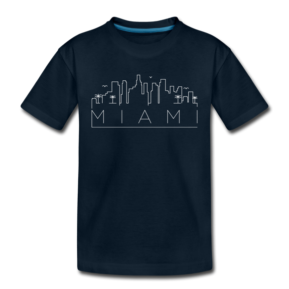 Miami, Florida Youth T-Shirt - Skyline Youth Miami Tee - deep navy