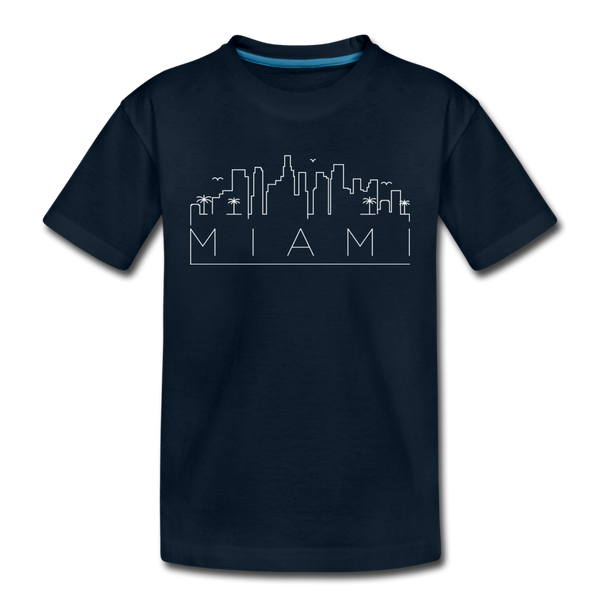 Miami, Florida Youth T-Shirt - Skyline Youth Miami Tee - deep navy