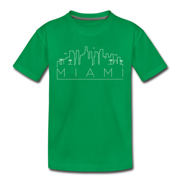 Miami, Florida Youth T-Shirt - Skyline Youth Miami Tee - kelly green