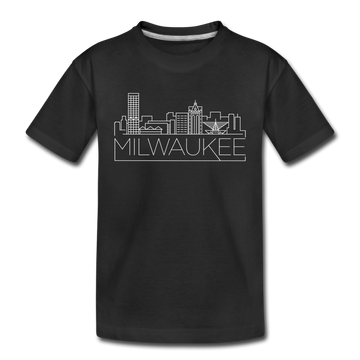 Milwaukee, Wisconsin Youth T-Shirt - Skyline Youth Milwaukee Tee - black