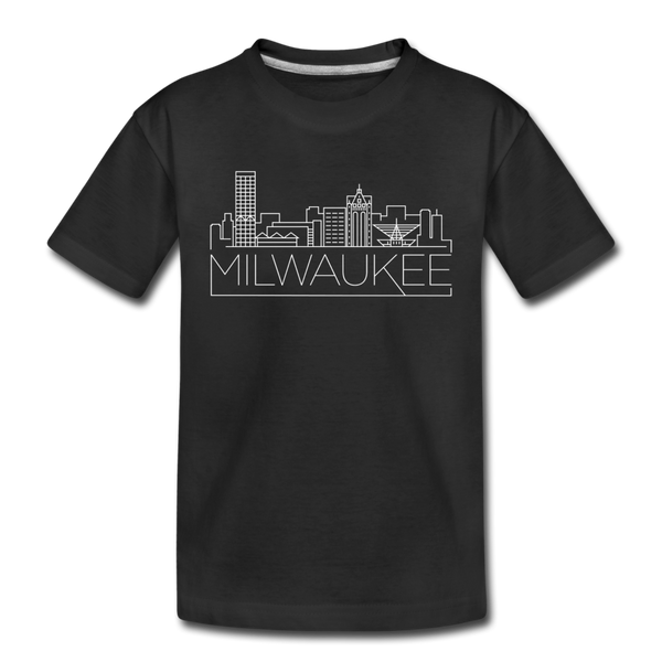 Milwaukee, Wisconsin Youth T-Shirt - Skyline Youth Milwaukee Tee - black