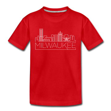Milwaukee, Wisconsin Youth T-Shirt - Skyline Youth Milwaukee Tee - red