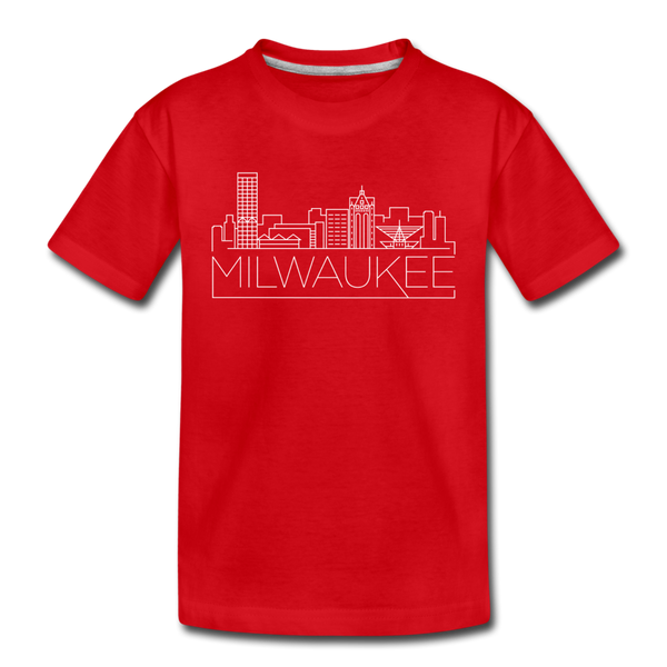 Milwaukee, Wisconsin Youth T-Shirt - Skyline Youth Milwaukee Tee - red