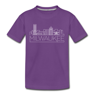 Milwaukee, Wisconsin Youth T-Shirt - Skyline Youth Milwaukee Tee - purple