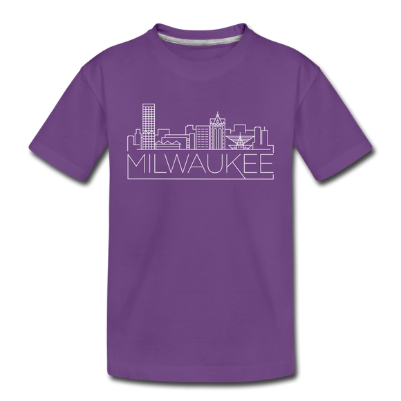 Milwaukee, Wisconsin Youth T-Shirt - Skyline Youth Milwaukee Tee - purple