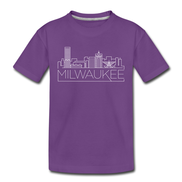 Milwaukee, Wisconsin Youth T-Shirt - Skyline Youth Milwaukee Tee - purple