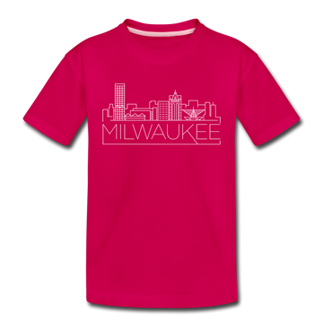 Milwaukee, Wisconsin Youth T-Shirt - Skyline Youth Milwaukee Tee - dark pink