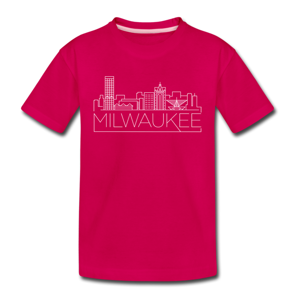Milwaukee, Wisconsin Youth T-Shirt - Skyline Youth Milwaukee Tee - dark pink