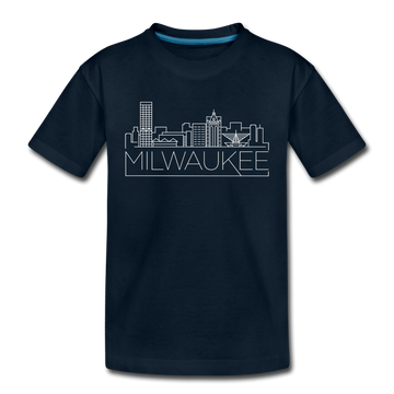 Milwaukee, Wisconsin Youth T-Shirt - Skyline Youth Milwaukee Tee - deep navy