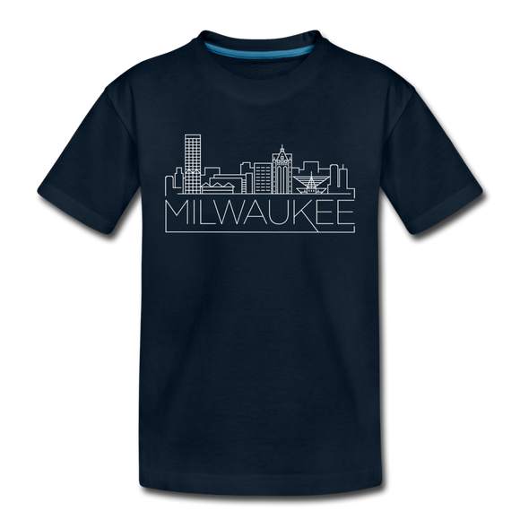 Milwaukee, Wisconsin Youth T-Shirt - Skyline Youth Milwaukee Tee - deep navy