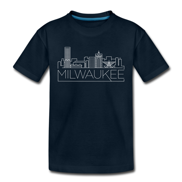 Milwaukee, Wisconsin Youth T-Shirt - Skyline Youth Milwaukee Tee - deep navy