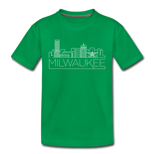 Milwaukee, Wisconsin Youth T-Shirt - Skyline Youth Milwaukee Tee - kelly green