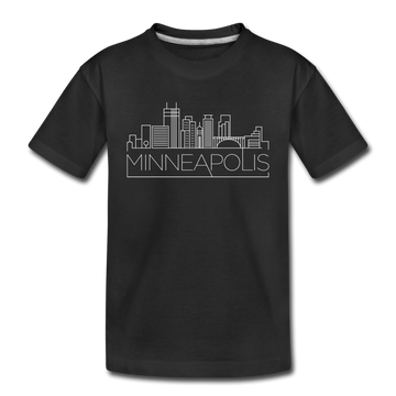 Minneapolis, Minnesota Youth T-Shirt - Skyline Youth Minneapolis Tee - black