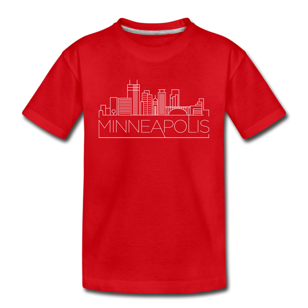 Minneapolis, Minnesota Youth T-Shirt - Skyline Youth Minneapolis Tee - red