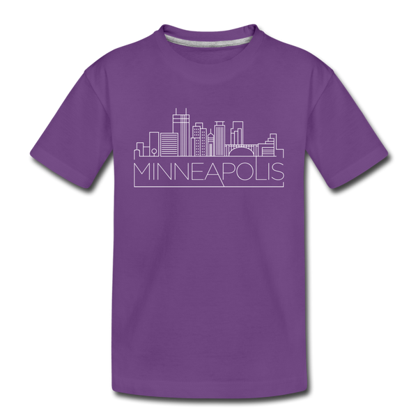 Minneapolis, Minnesota Youth T-Shirt - Skyline Youth Minneapolis Tee - purple