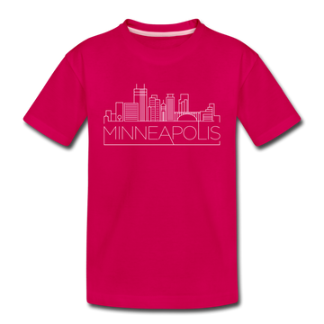 Minneapolis, Minnesota Youth T-Shirt - Skyline Youth Minneapolis Tee - dark pink