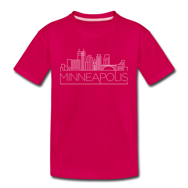 Minneapolis, Minnesota Youth T-Shirt - Skyline Youth Minneapolis Tee - dark pink