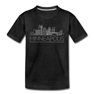 Minneapolis, Minnesota Youth T-Shirt - Skyline Youth Minneapolis Tee - charcoal gray