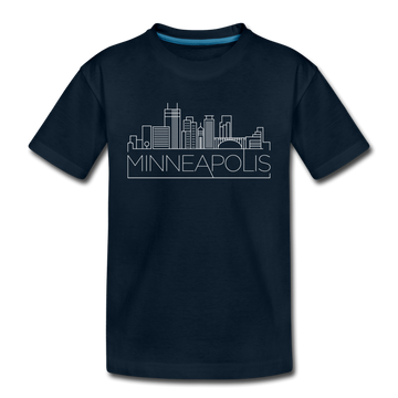 Minneapolis, Minnesota Youth T-Shirt - Skyline Youth Minneapolis Tee - deep navy