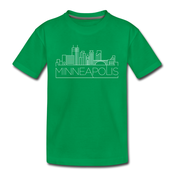 Minneapolis, Minnesota Youth T-Shirt - Skyline Youth Minneapolis Tee - kelly green