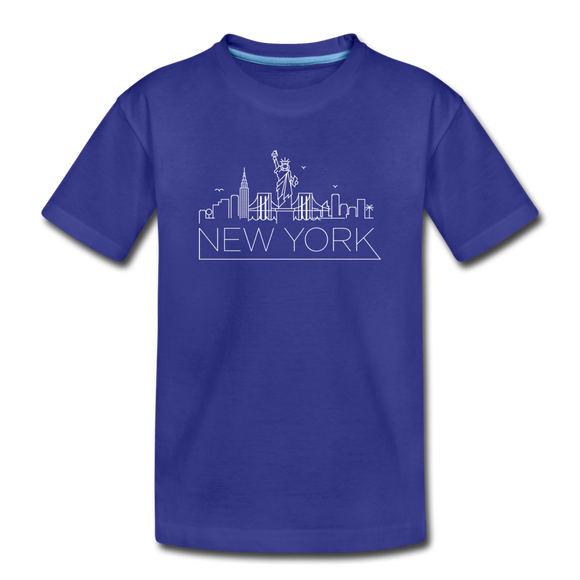 New York Youth T-Shirt - Skyline Youth New York Tee - royal blue