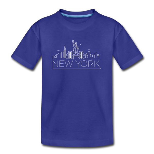 New York Youth T-Shirt - Skyline Youth New York Tee - royal blue