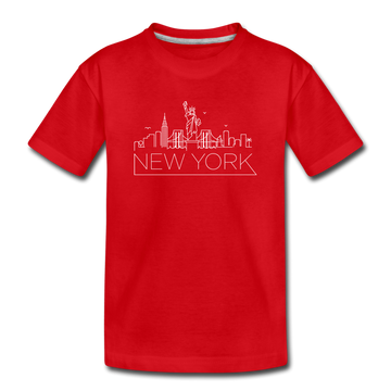 New York Youth T-Shirt - Skyline Youth New York Tee - red