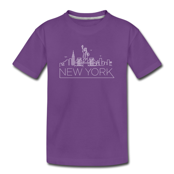 New York Youth T-Shirt - Skyline Youth New York Tee - purple