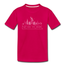 New York Youth T-Shirt - Skyline Youth New York Tee - dark pink