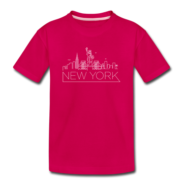 New York Youth T-Shirt - Skyline Youth New York Tee - dark pink