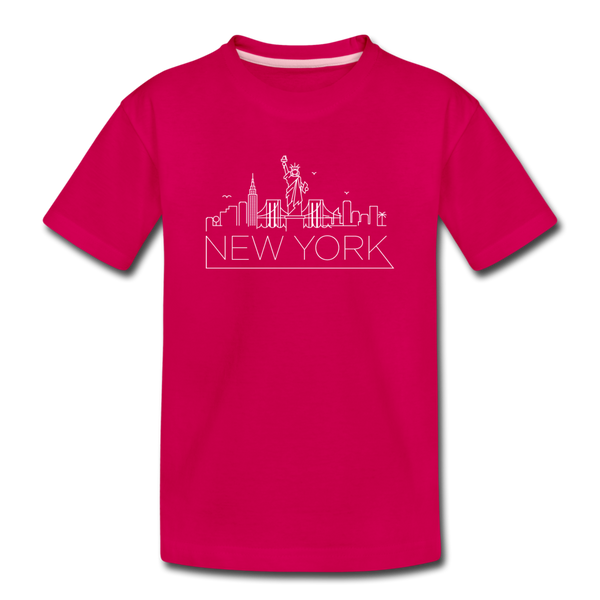 New York Youth T-Shirt - Skyline Youth New York Tee - dark pink