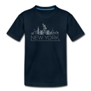 New York Youth T-Shirt - Skyline Youth New York Tee - deep navy