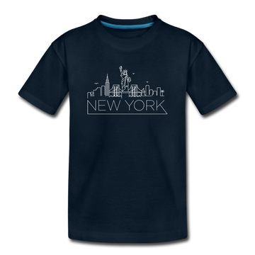 New York Youth T-Shirt - Skyline Youth New York Tee - deep navy
